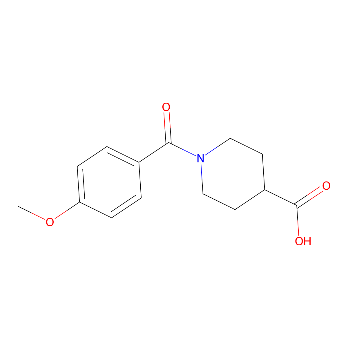 1-(4-Methoxybenzoyl)piperidine-4-carboxylic acid molecular structure, CAS 510739-83-0