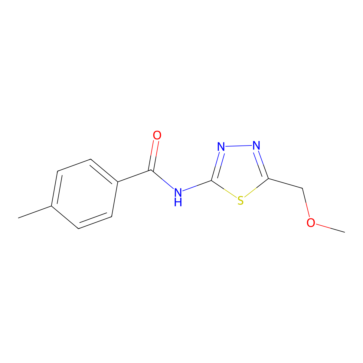 N-[5-(methoxymethyl)-1,3,4-thiadiazol-2-yl]-4-methylbenzamide molecular structure, CAS 510740-04-2