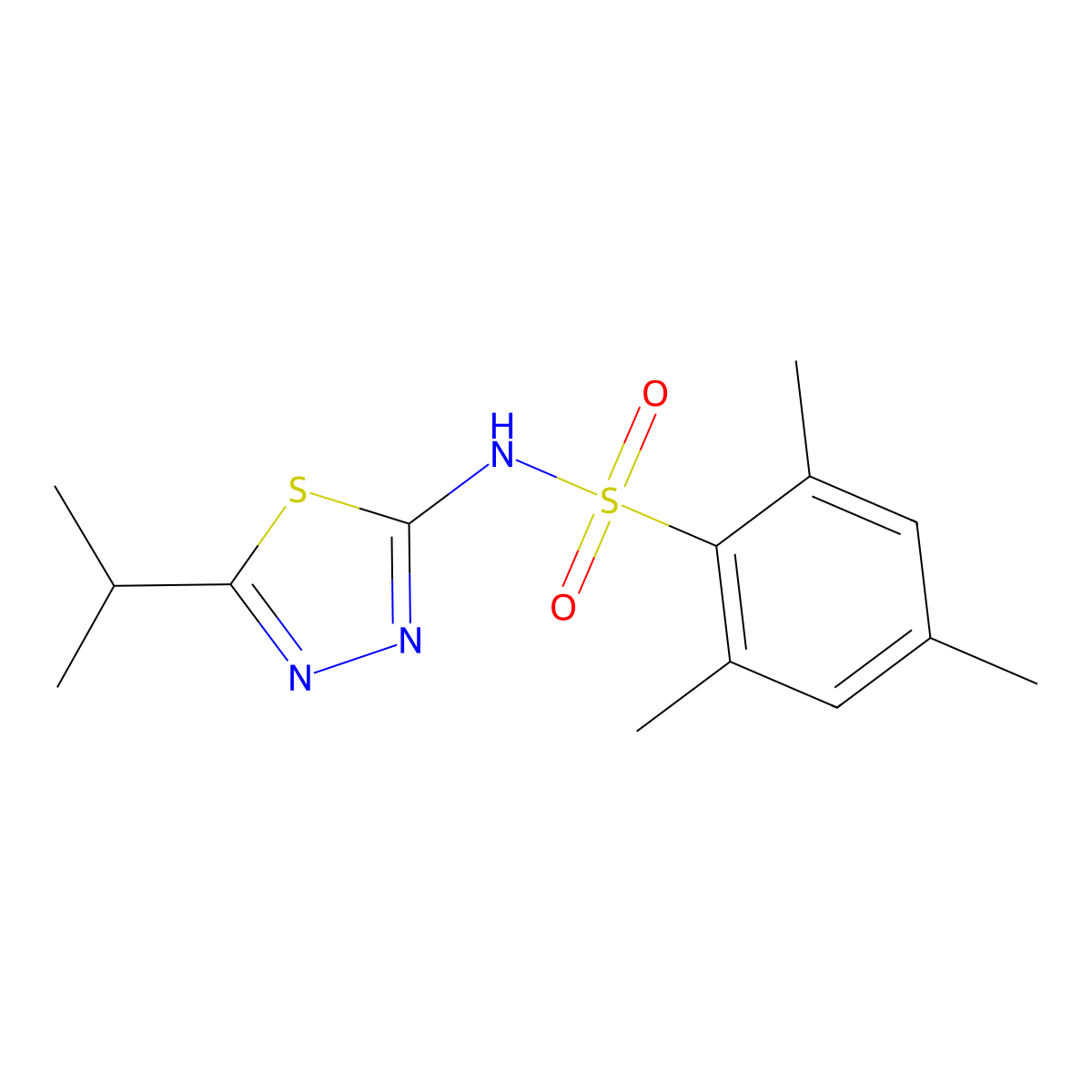 N-(5-Isopropyl-[1,3,4]thiadiazol-2-yl)-2,4,6-trimethyl-benzenesulfonamide molecular structure, CAS 510740-21-3