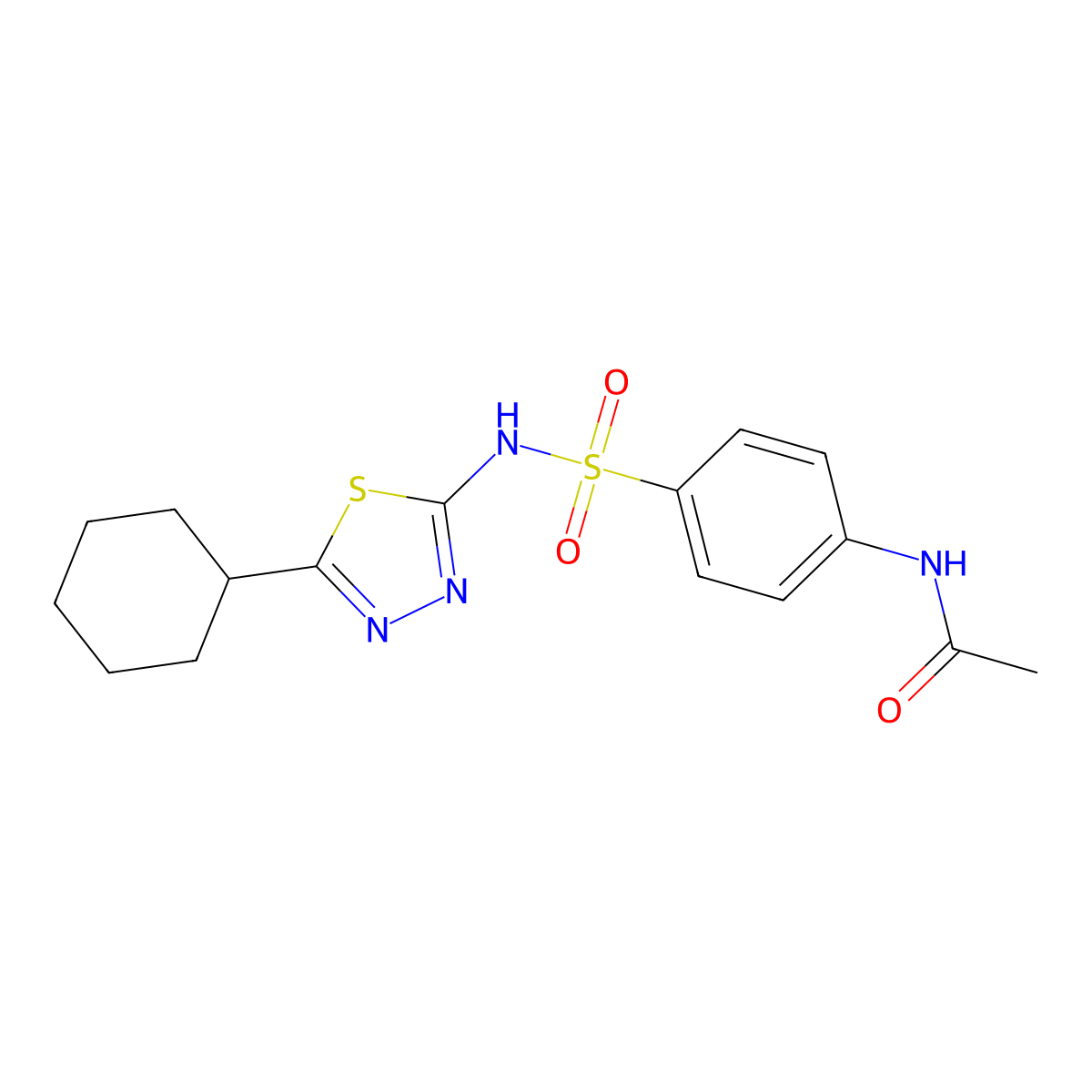 N-[4-[(5-cyclohexyl-1,3,4-thiadiazol-2-yl)sulfamoyl]phenyl]acetamide molecular structure, CAS 510740-44-0