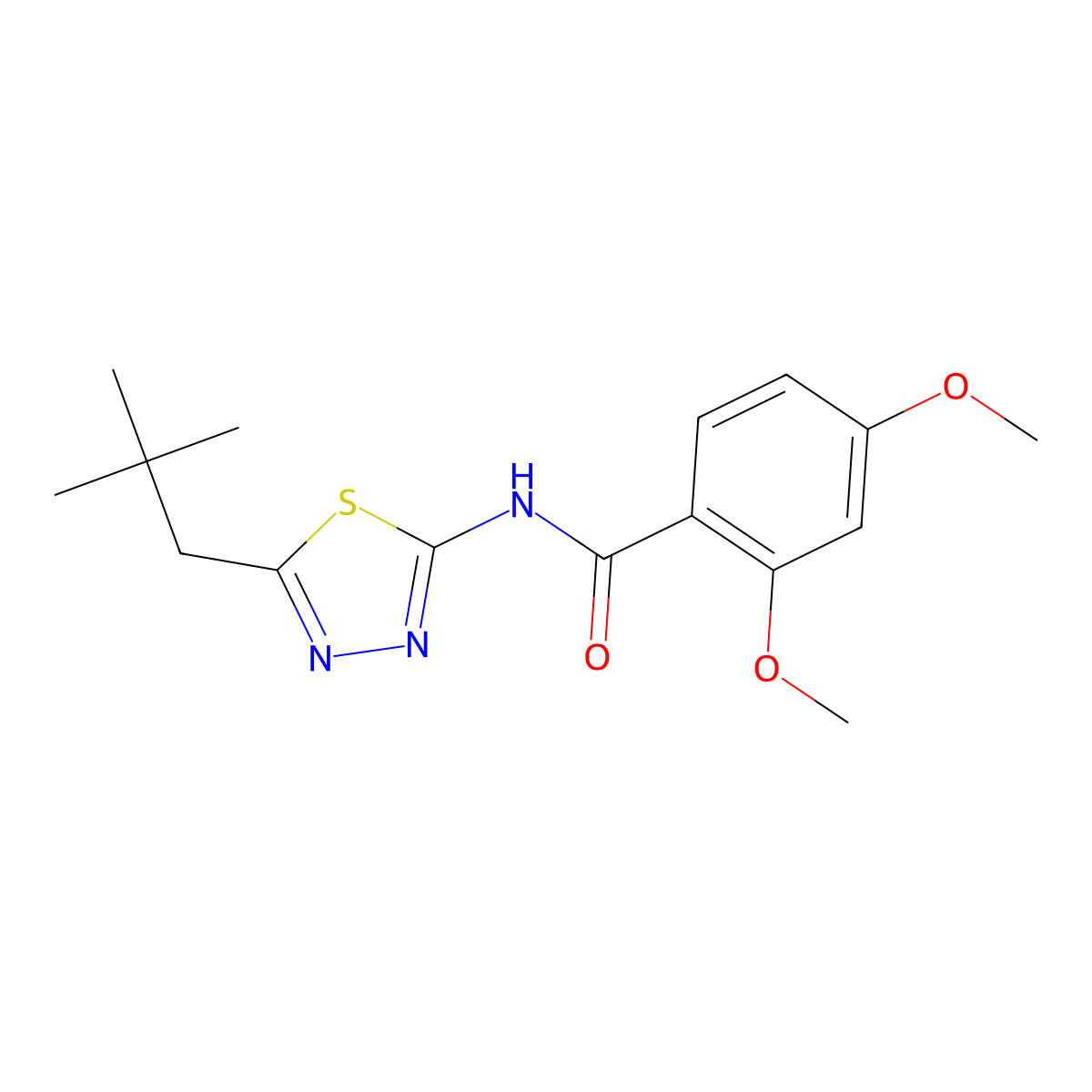 N-[5-(2,2-dimethylpropyl)-1,3,4-thiadiazol-2-yl]-2,4-dimethoxybenzamide molecular structure, CAS 510740-56-4