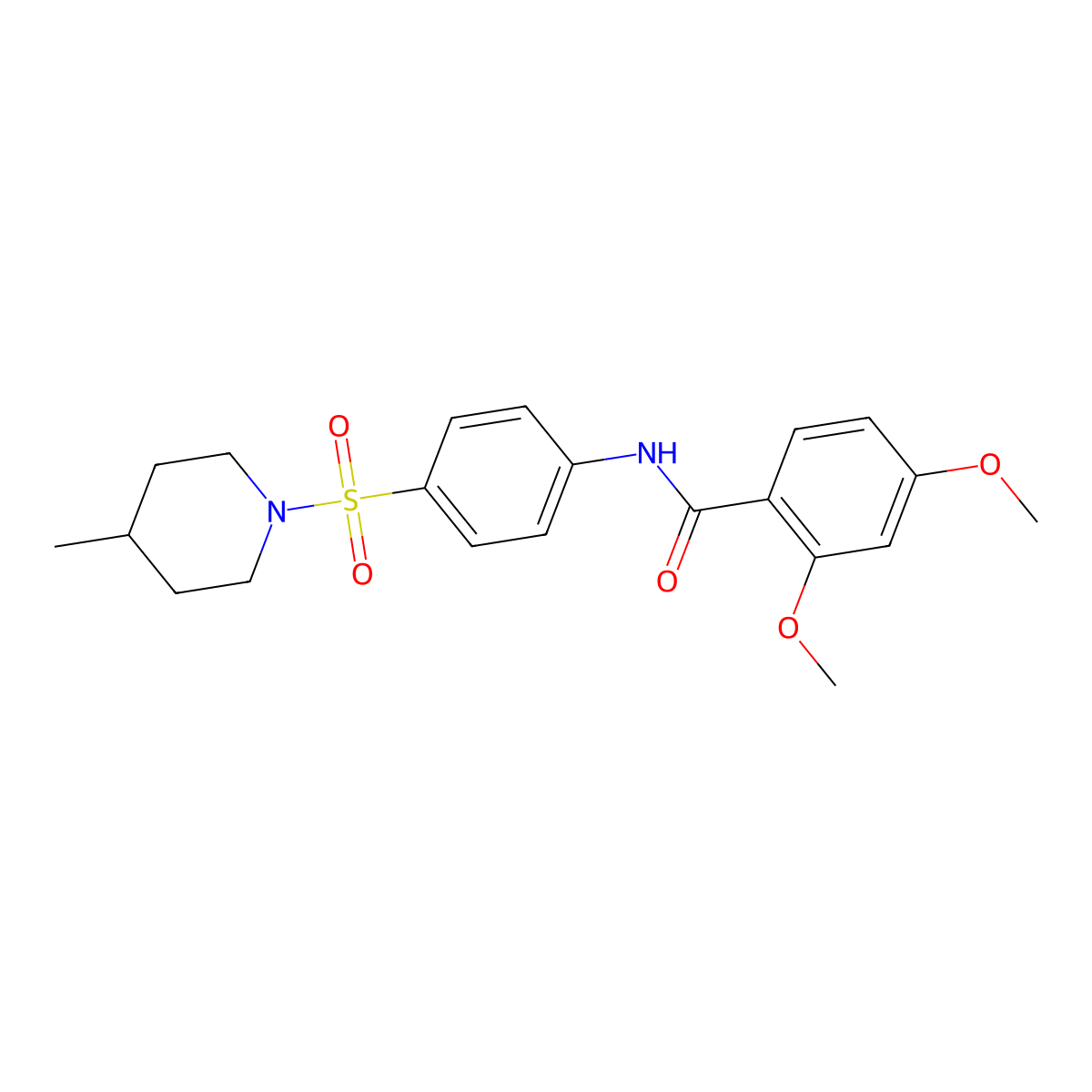 2,4-dimethoxy-N-[4-(4-methylpiperidin-1-yl)sulfonylphenyl]benzamide molecular structure, CAS 510740-57-5
