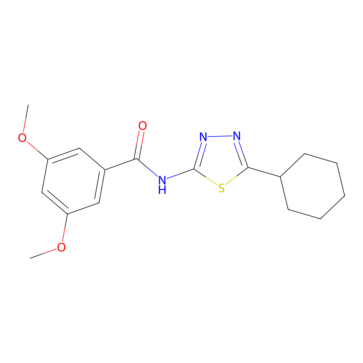 N-(5-cyclohexyl-1,3,4-thiadiazol-2-yl)-3,5-dimethoxybenzamide molecular structure, CAS 510740-61-1