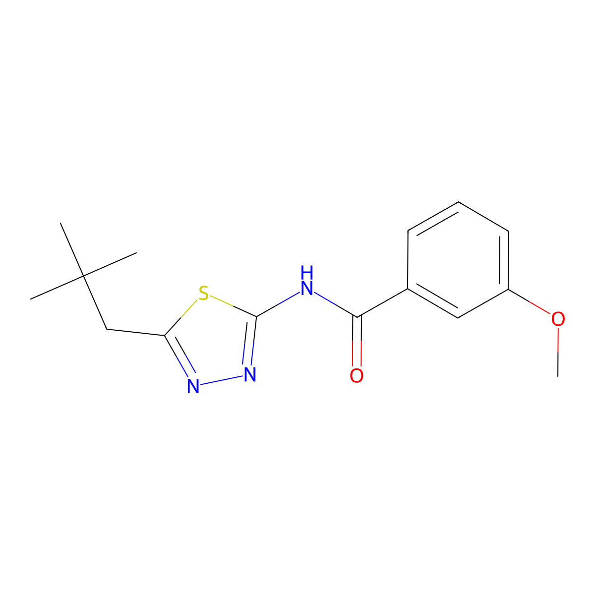N-[5-(2,2-dimethylpropyl)-1,3,4-thiadiazol-2-yl]-3-methoxybenzamide molecular structure, CAS 510740-79-1