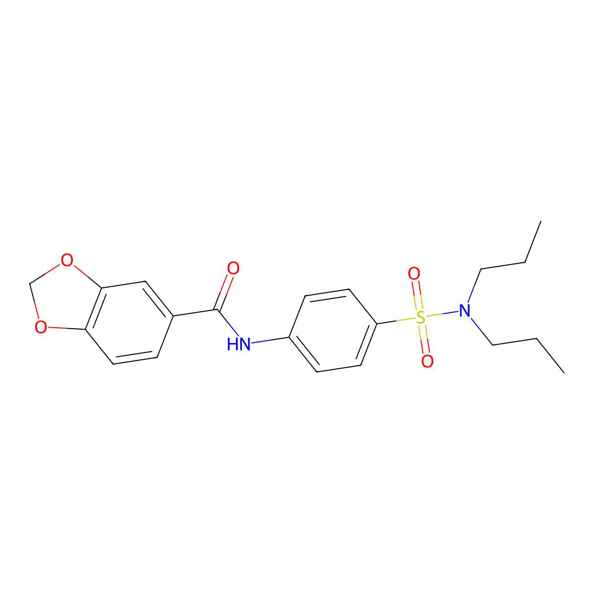 N-[4-(dipropylsulfamoyl)phenyl]-1,3-benzodioxole-5-carboxamide molecular structure, CAS 510741-18-1