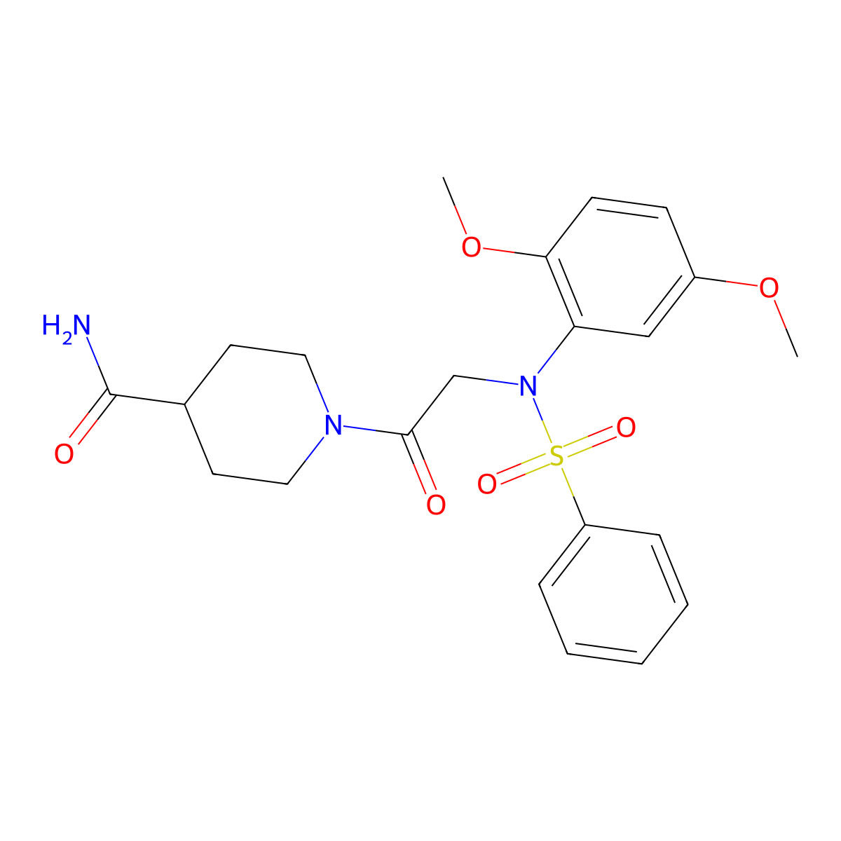 1-[N-(2,5-dimethoxyphenyl)-N-(phenylsulfonyl)glycyl]piperidine-4-carboxamide molecular structure, CAS 510756-17-9