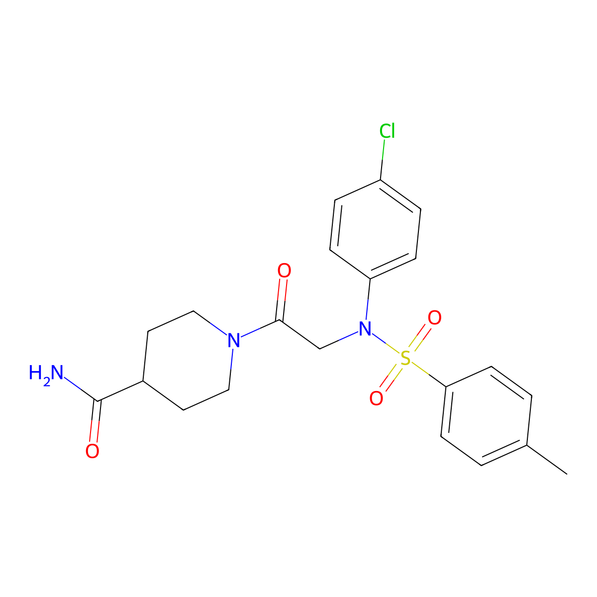 1-[2-(4-chloro-N-(4-methylphenyl)sulfonylanilino)acetyl]piperidine-4-carboxamide molecular structure, CAS 510756-18-0