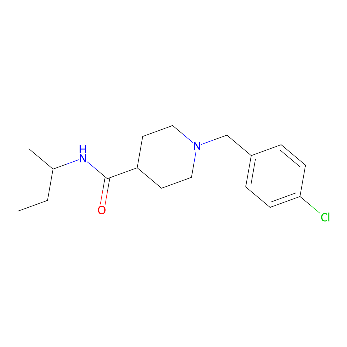 N-(butan-2-yl)-1-(4-chlorobenzyl)piperidine-4-carboxamide molecular structure, CAS 510756-74-8