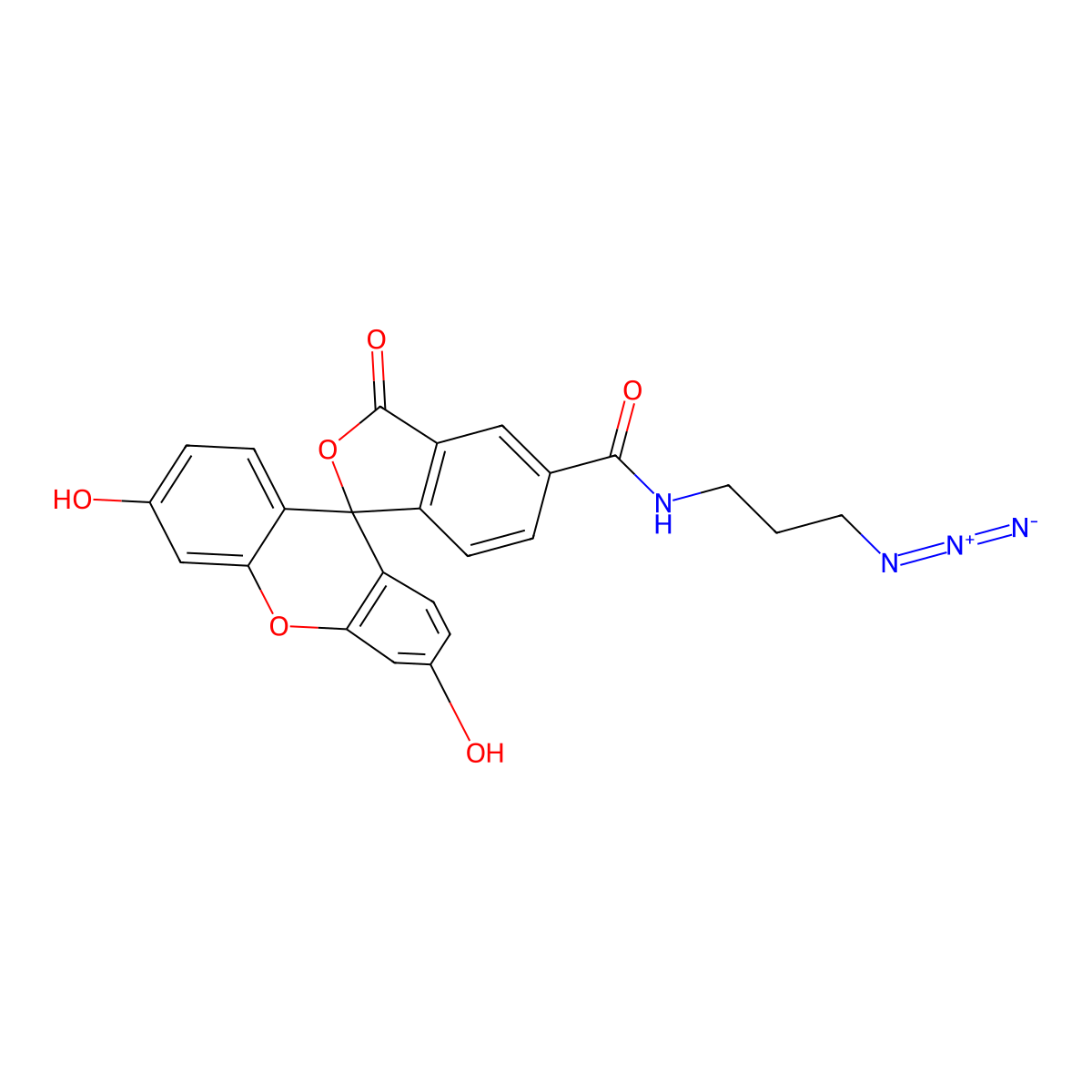 FAM azide, 5-isomer molecular structure, CAS 510758-23-3