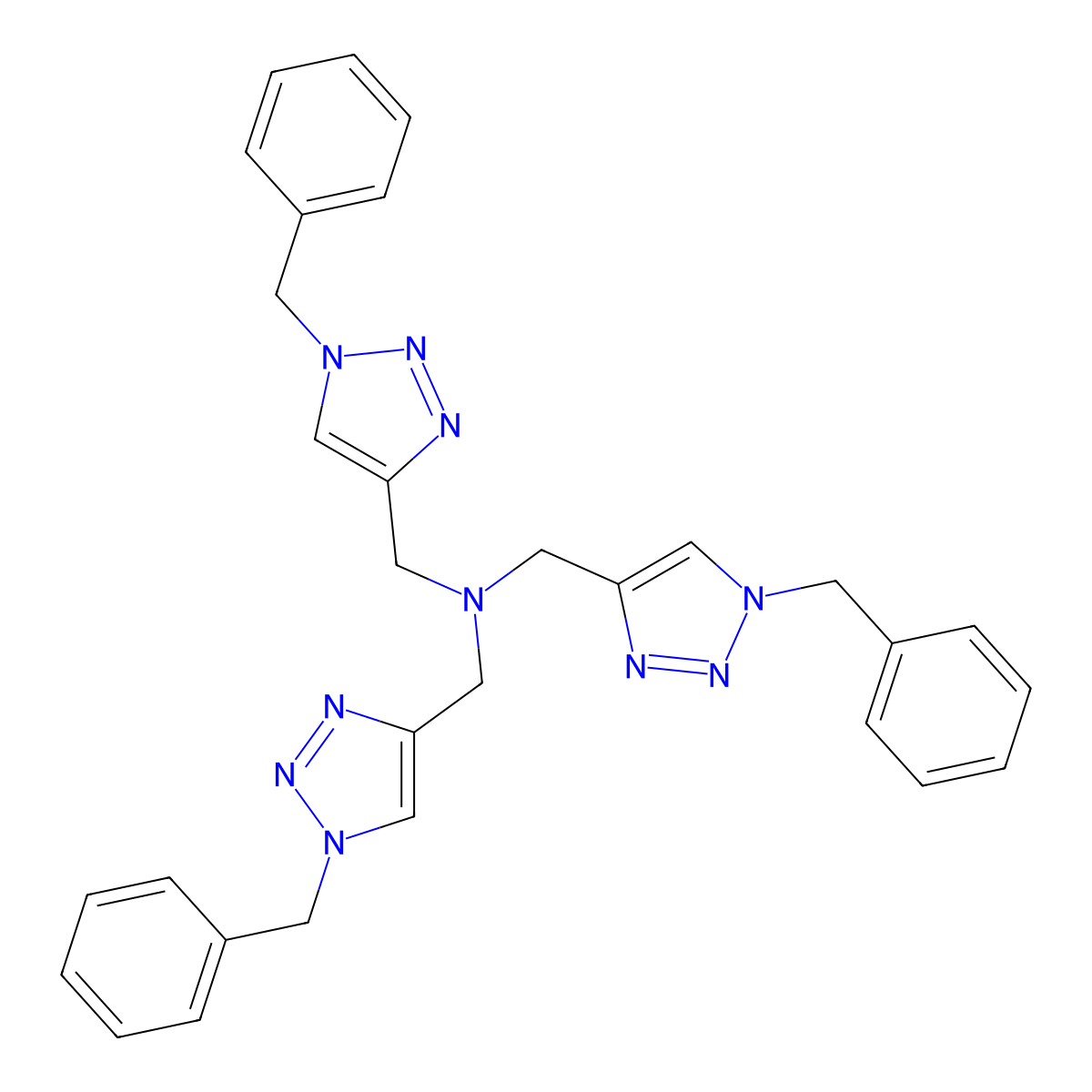 Tris[(1-benzyl-1H-1,2,3-triazol-4-yl)methyl]amine molecular structure, CAS 510758-28-8