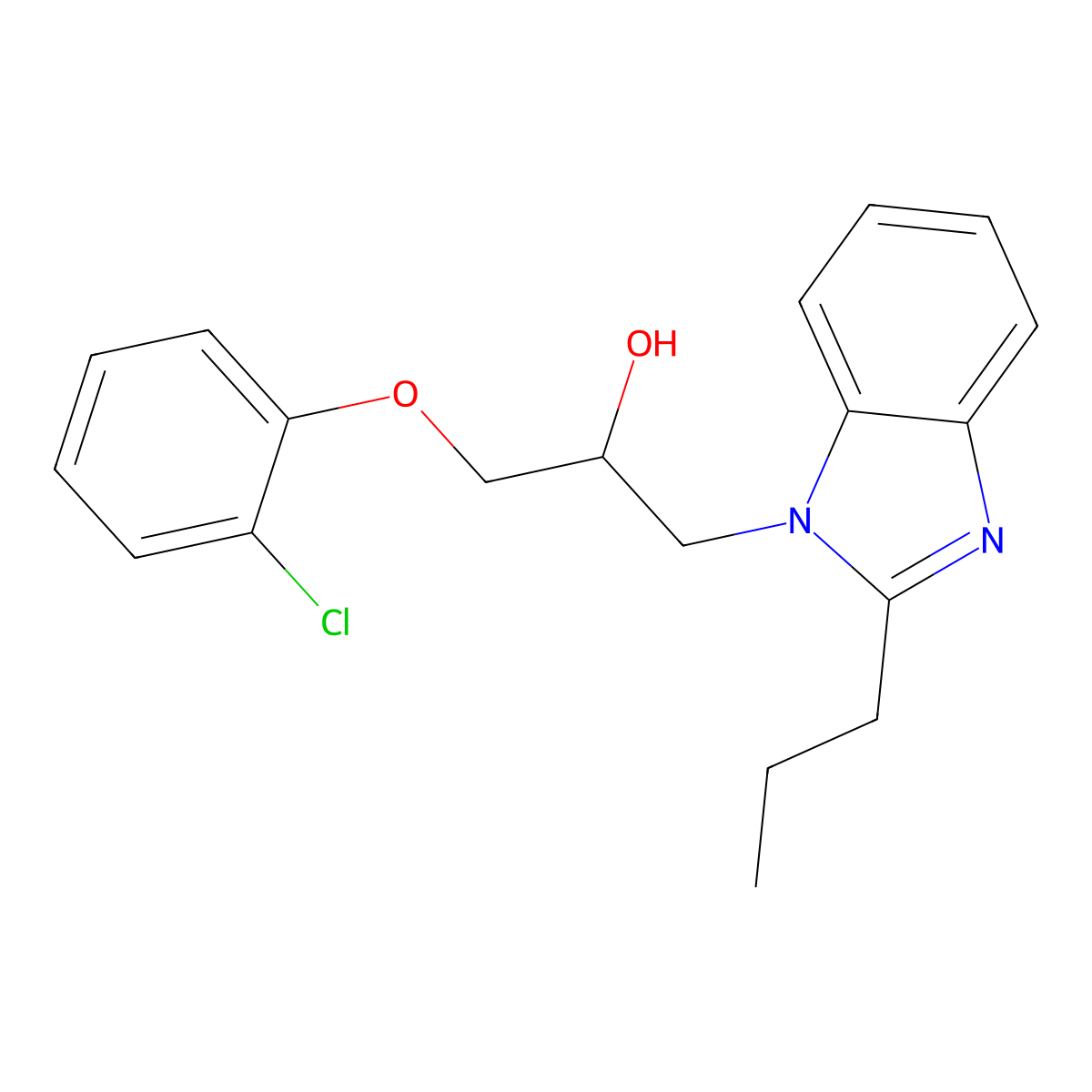 1-(2-chlorophenoxy)-3-(2-propyl-1H-benzimidazol-1-yl)propan-2-ol molecular structure, CAS 510759-13-4
