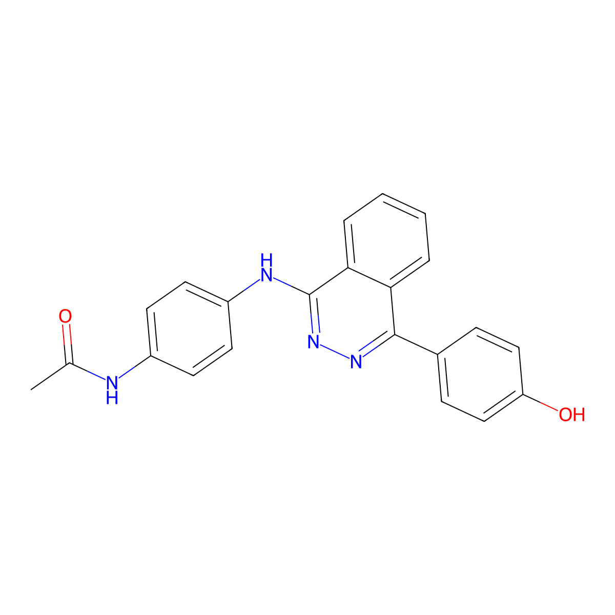 N-(4-{[4-(4-hydroxyphenyl)phthalazin-1-yl]amino}phenyl)acetamide molecular structure, CAS 510759-89-4