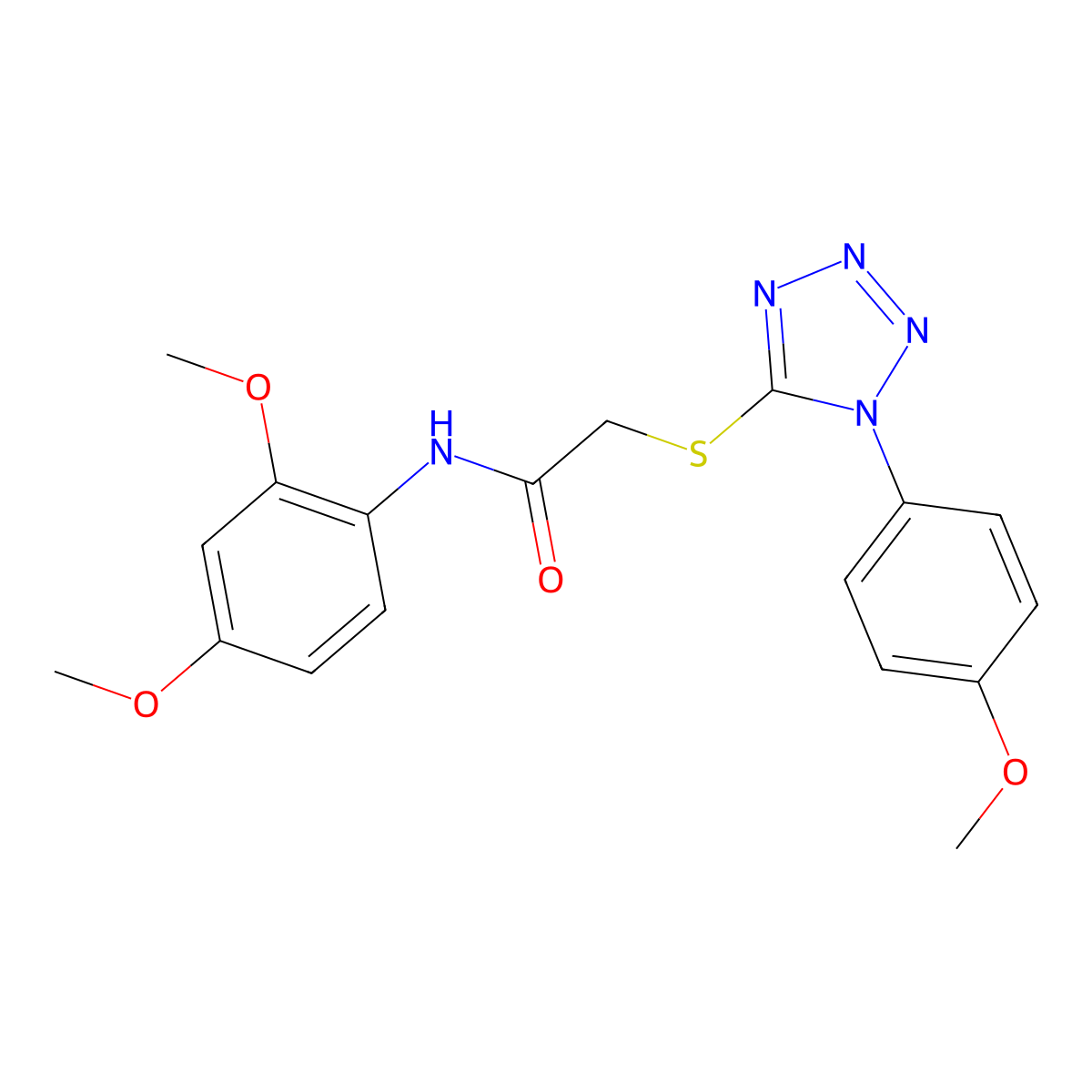N-(2,4-dimethoxyphenyl)-2-[1-(4-methoxyphenyl)tetrazol-5-yl]sulfanylacetamide molecular structure, CAS 510760-23-3