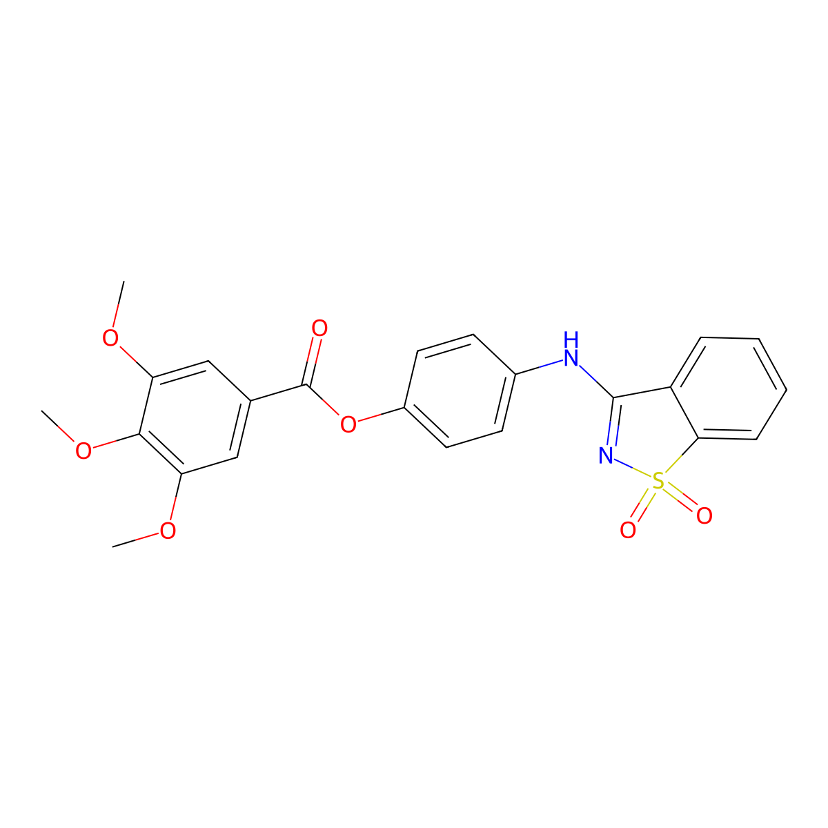 4-[(1,1-Dioxido-1,2-benzothiazol-3-yl)amino]phenyl 3,4,5-trimethoxybenzoate molecular structure, CAS 510760-24-4