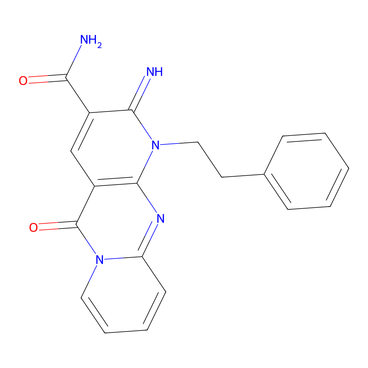 6-Imino-2-oxo-7-(2-phenylethyl)-1,7,9-triazatricyclo[8.4.0.0^{3,8}]tetradeca-3(8),4,9,11,13-pentaene-5-carboxamide molecular structure, CAS 510760-52-8
