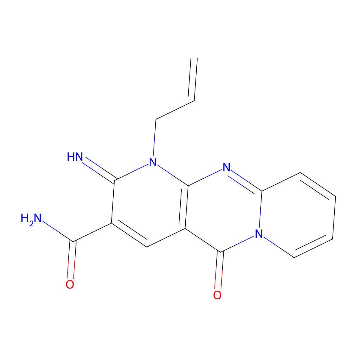1-Allyl-2-imino-5-oxo-1,5-dihydro-2H-dipyrido[1,2-A:2,3-D]pyrimidine-3-carboxamide molecular structure, CAS 510761-21-4