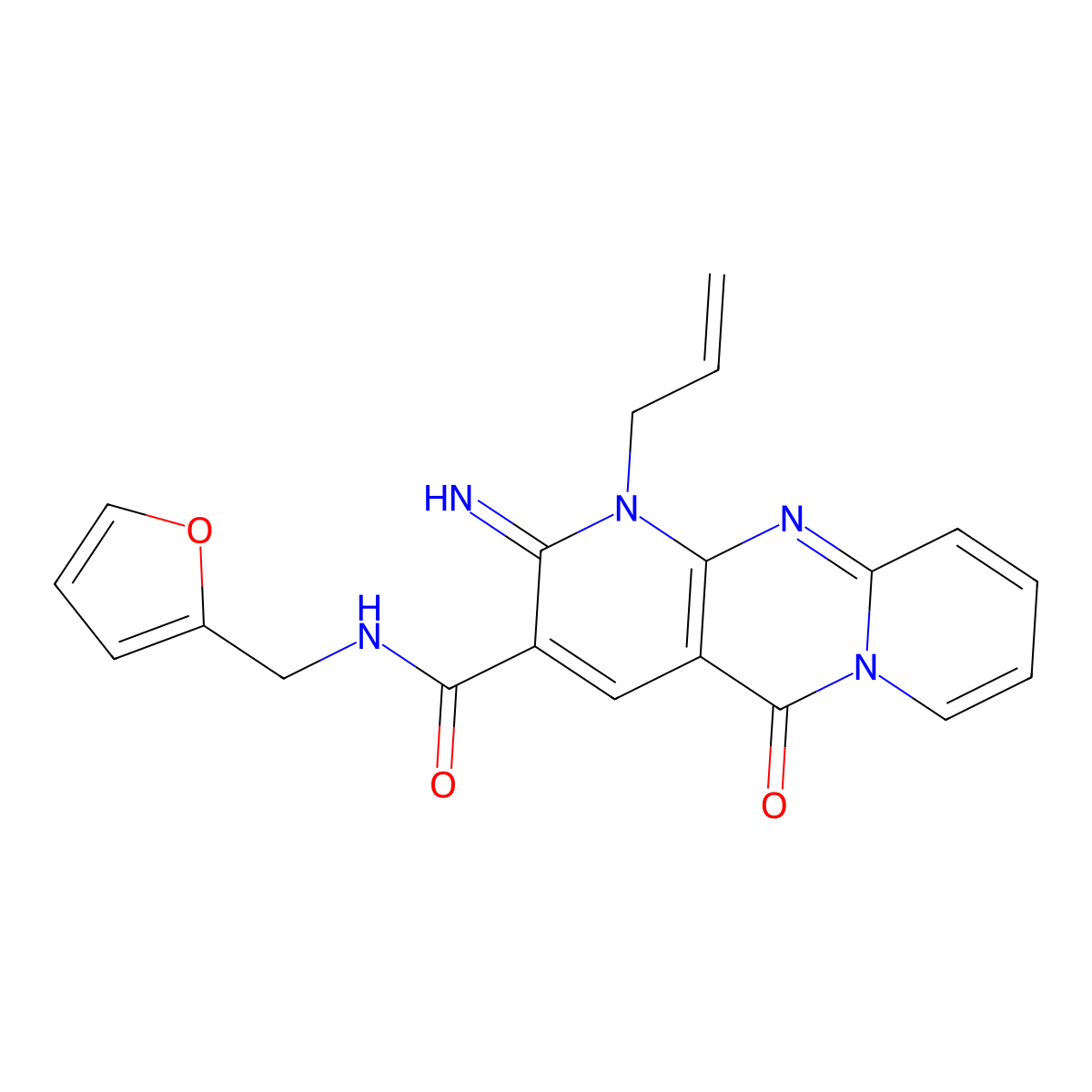 1-Allyl-N-(2-furylmethyl)-2-imino-5-oxo-1,5-dihydro-2H-dipyrido[1,2-A:2,3-D]pyrimidine-3-carboxamide molecular structure, CAS 510761-25-8