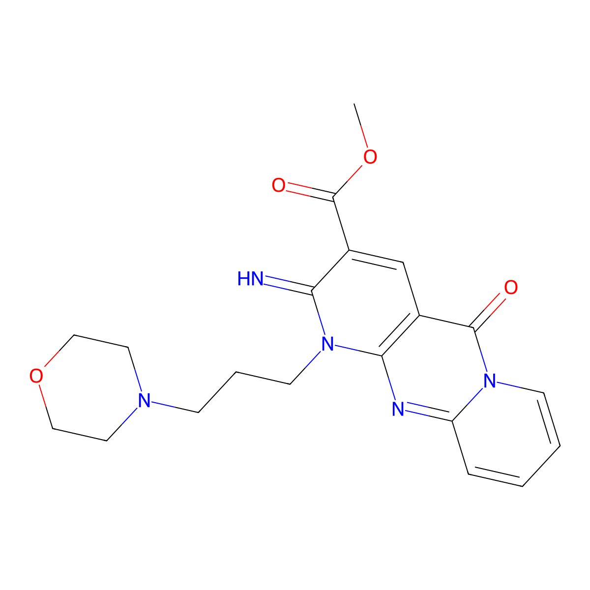 Methyl 2-imino-1-[3-(4-morpholinyl)propyl]-5-oxo-1,5-dihydro-2H-dipyrido[1,2-A:2,3-D]pyrimidine-3-carboxylate molecular structure, CAS 510761-61-2