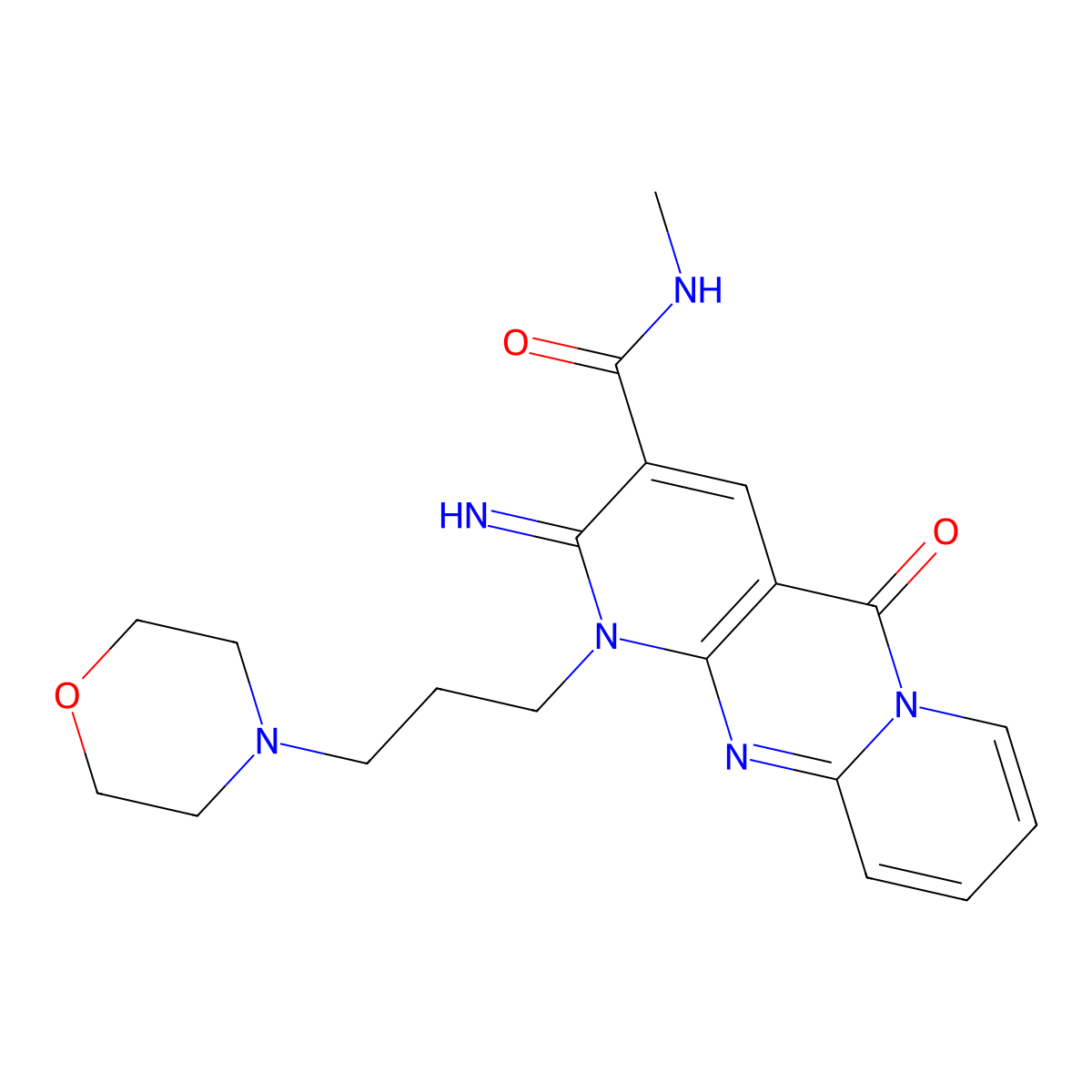 2-Imino-N-methyl-1-[3-(4-morpholinyl)propyl]-5-oxo-1,5-dihydro-2H-dipyrido[1,2-A:2,3-D]pyrimidine-3-carboxamide molecular structure, CAS 510761-68-9