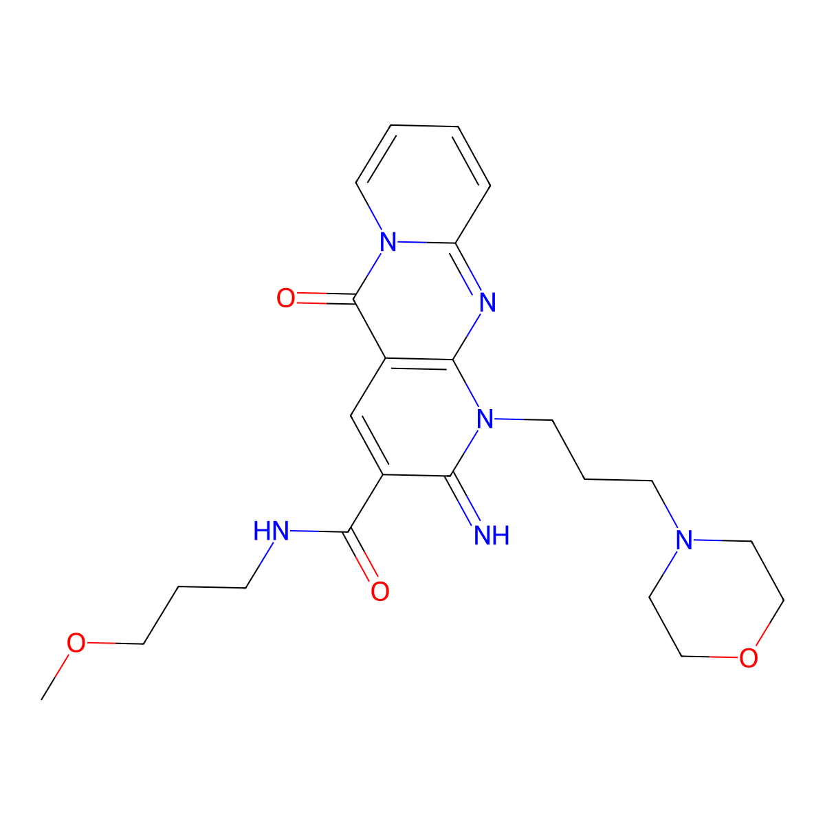 2-Imino-N-(3-methoxypropyl)-1-[3-(4-morpholinyl)propyl]-5-oxo-1,5-dihydro-2H-dipyrido[1,2-A:2,3-D]pyrimidine-3-carboxamide molecular structure, CAS 510761-72-5