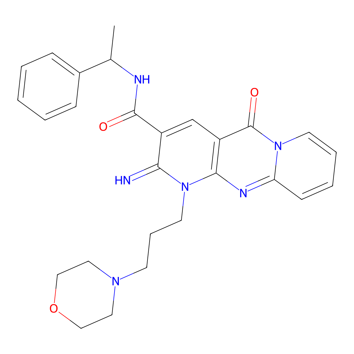 2-Imino-1-[3-(4-morpholinyl)propyl]-5-oxo-N-(1-phenylethyl)-1,5-dihydro-2H-dipyrido[1,2-A:2,3-D]pyrimidine-3-carboxamide molecular structure, CAS 510761-83-8