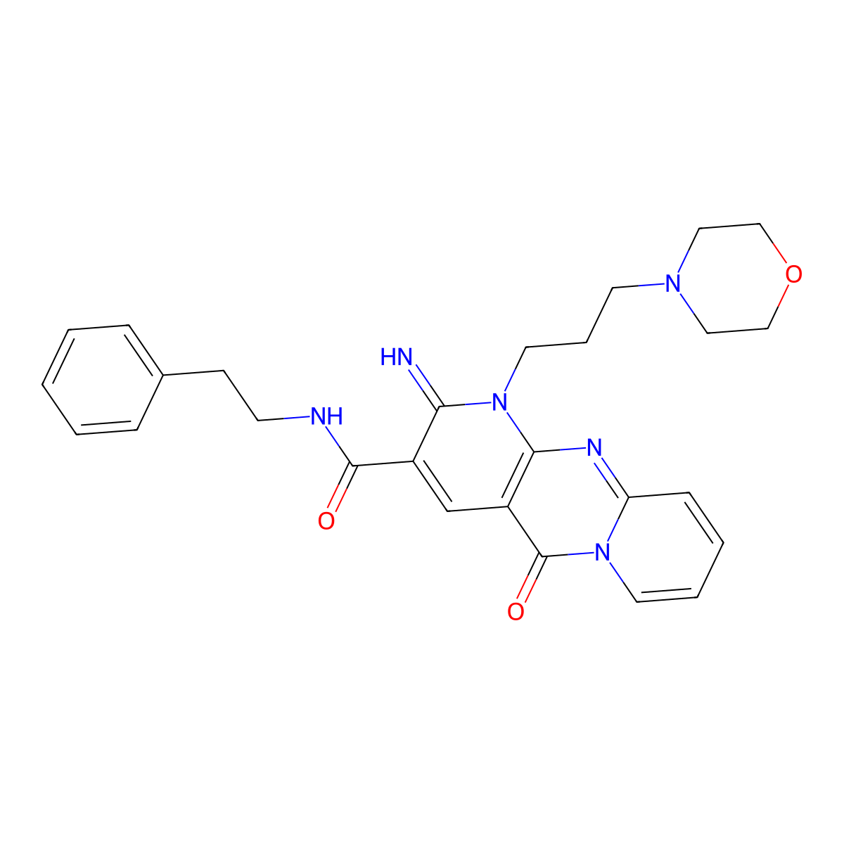 2-Imino-1-[3-(4-morpholinyl)propyl]-5-oxo-N-(2-phenylethyl)-1,5-dihydro-2H-dipyrido[1,2-A:2,3-D]pyrimidine-3-carboxamide molecular structure, CAS 510761-84-9