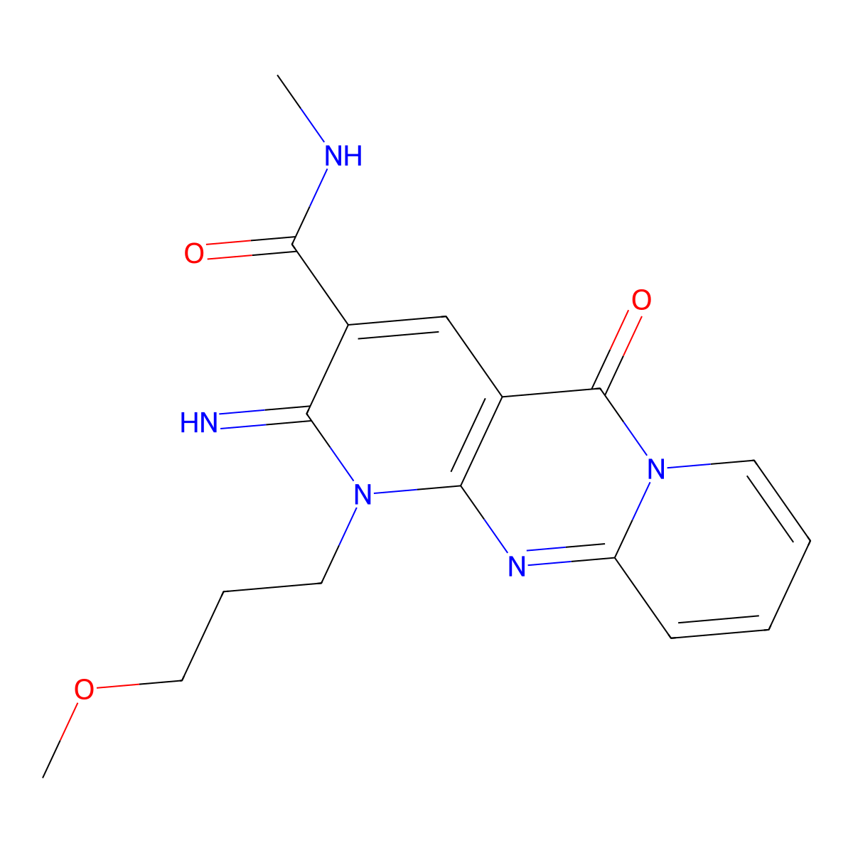 6-imino-7-(3-methoxypropyl)-N-methyl-2-oxo-1,7,9-triazatricyclo[8.4.0.0^{3,8}]tetradeca-3(8),4,9,11,13-pentaene-5-carboxamide molecular structure, CAS 510762-61-5