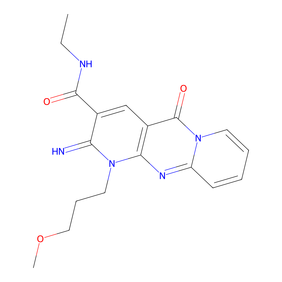 N-ethyl-6-imino-7-(3-methoxypropyl)-2-oxo-1,7,9-triazatricyclo[8.4.0.0^{3,8}]tetradeca-3(8),4,9,11,13-pentaene-5-carboxamide molecular structure, CAS 510762-63-7