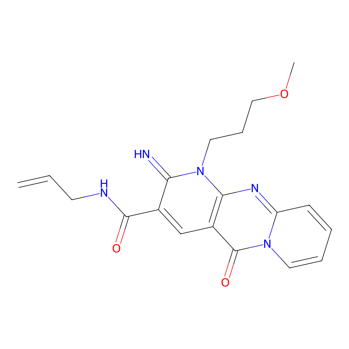 N-allyl-2-imino-1-(3-methoxypropyl)-5-oxo-1,5-dihydro-2H-dipyrido[1,2-a:2,3-d]pyrimidine-3-carboxamide molecular structure, CAS 510762-65-9