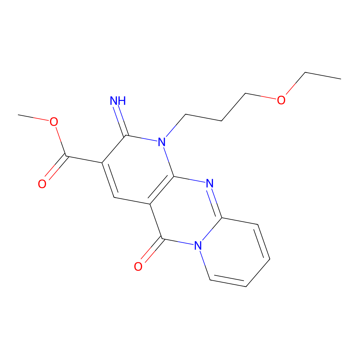 Methyl 1-(3-ethoxypropyl)-2-imino-5-oxo-1,5-dihydro-2H-dipyrido[1,2-A:2,3-D]pyrimidine-3-carboxylate molecular structure, CAS 510762-89-7