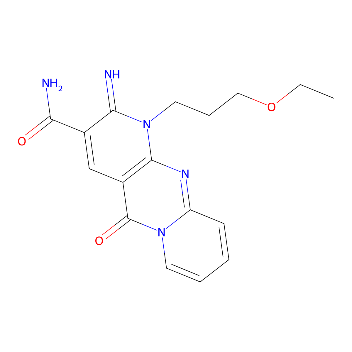 1-(3-Ethoxypropyl)-2-imino-5-oxo-1,5-dihydro-2H-dipyrido[1,2-A:2,3-D]pyrimidine-3-carboxamide molecular structure, CAS 510762-91-1