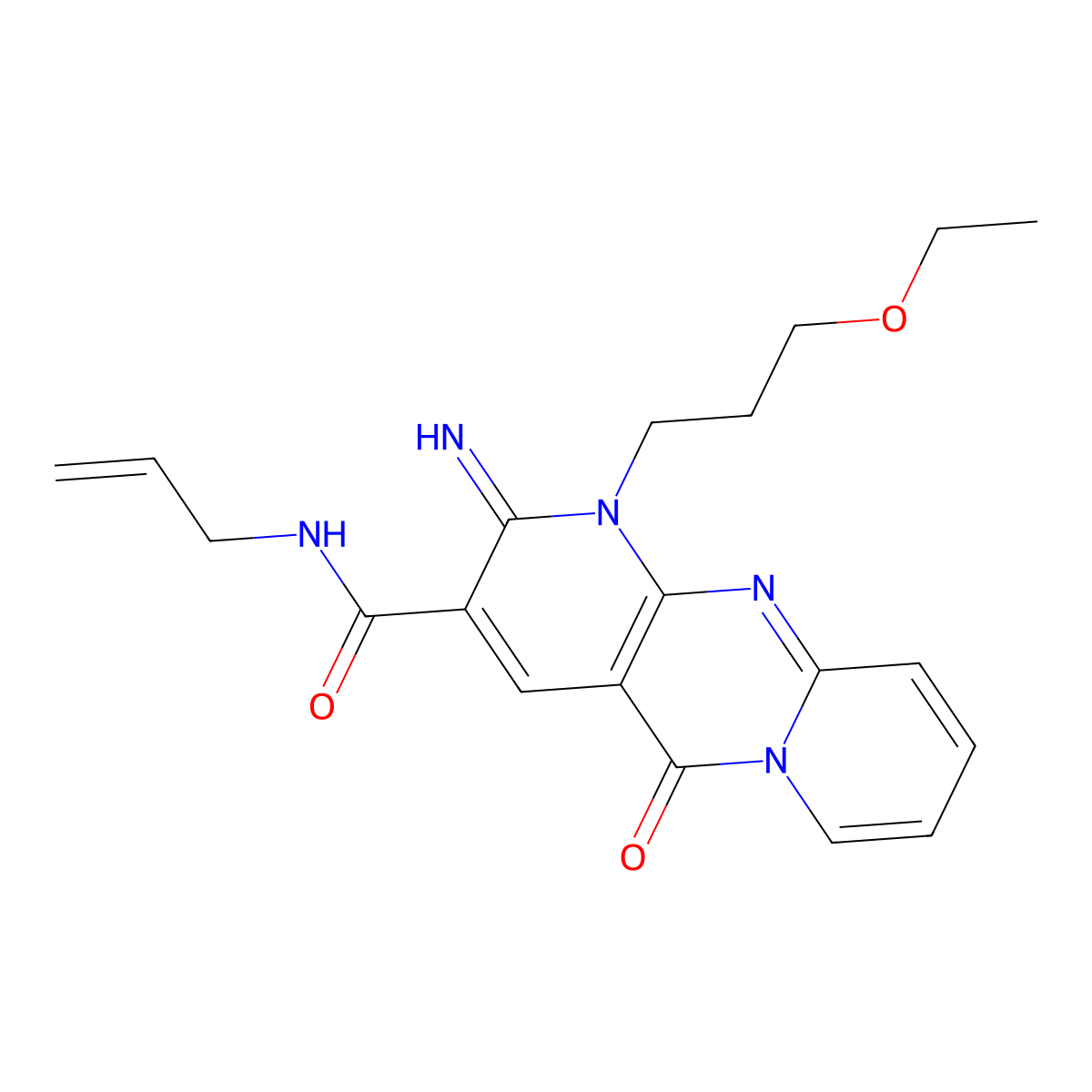 N-Allyl-1-(3-ethoxypropyl)-2-imino-5-oxo-1,5-dihydro-2H-dipyrido(1,2-A:2,3-D)pyrimidine-3-carboxamide molecular structure, CAS 510762-92-2
