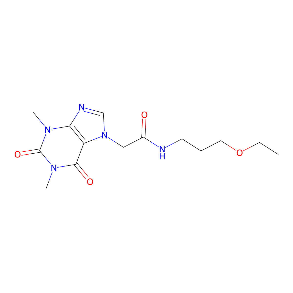 2-(1,3-dimethyl-2,6-dioxopurin-7-yl)-N-(3-ethoxypropyl)acetamide molecular structure, CAS 510763-23-2