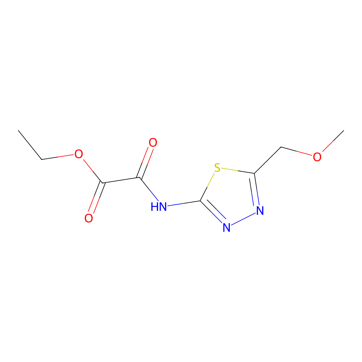 Ethyl {[5-(methoxymethyl)-1,3,4-thiadiazol-2-yl]amino}(oxo)acetate molecular structure, CAS 510763-29-8