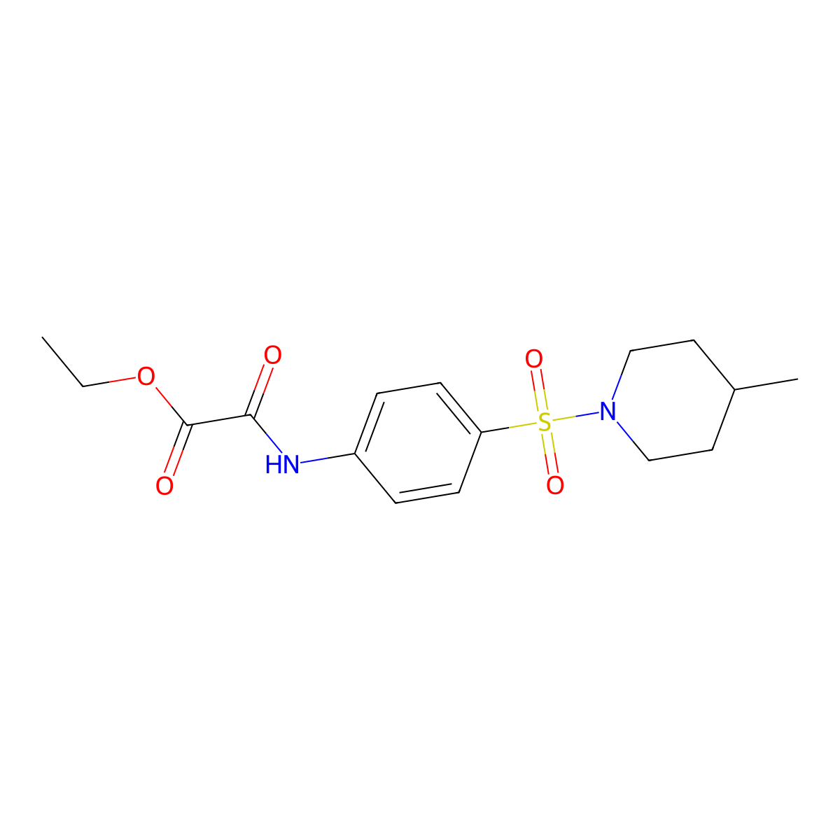 Ethyl {4-[(4-methylpiperidin-1-yl)sulfonyl]anilino}(oxo)acetate molecular structure, CAS 510763-30-1