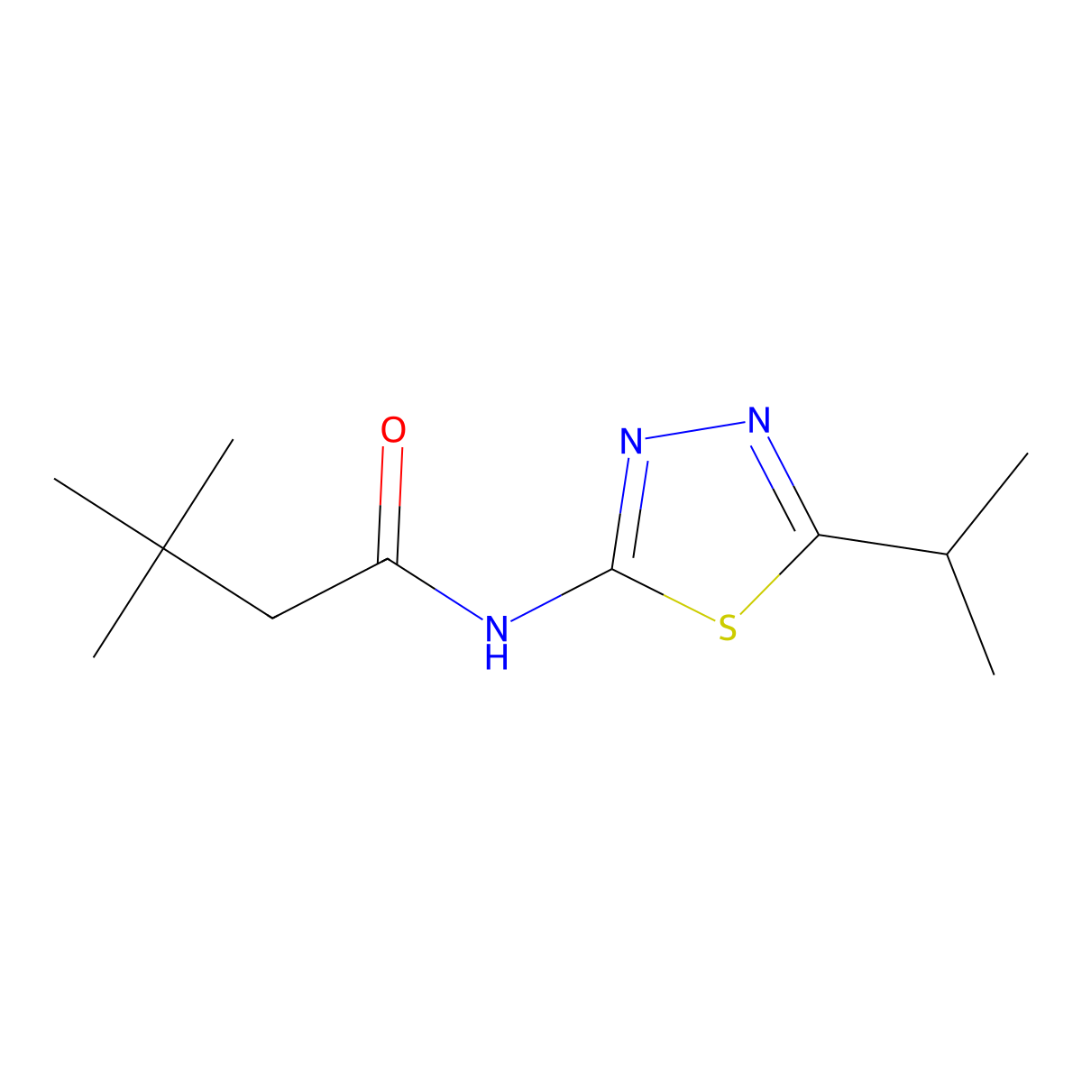 3,3-dimethyl-N-(5-propan-2-yl-1,3,4-thiadiazol-2-yl)butanamide molecular structure, CAS 510763-38-9