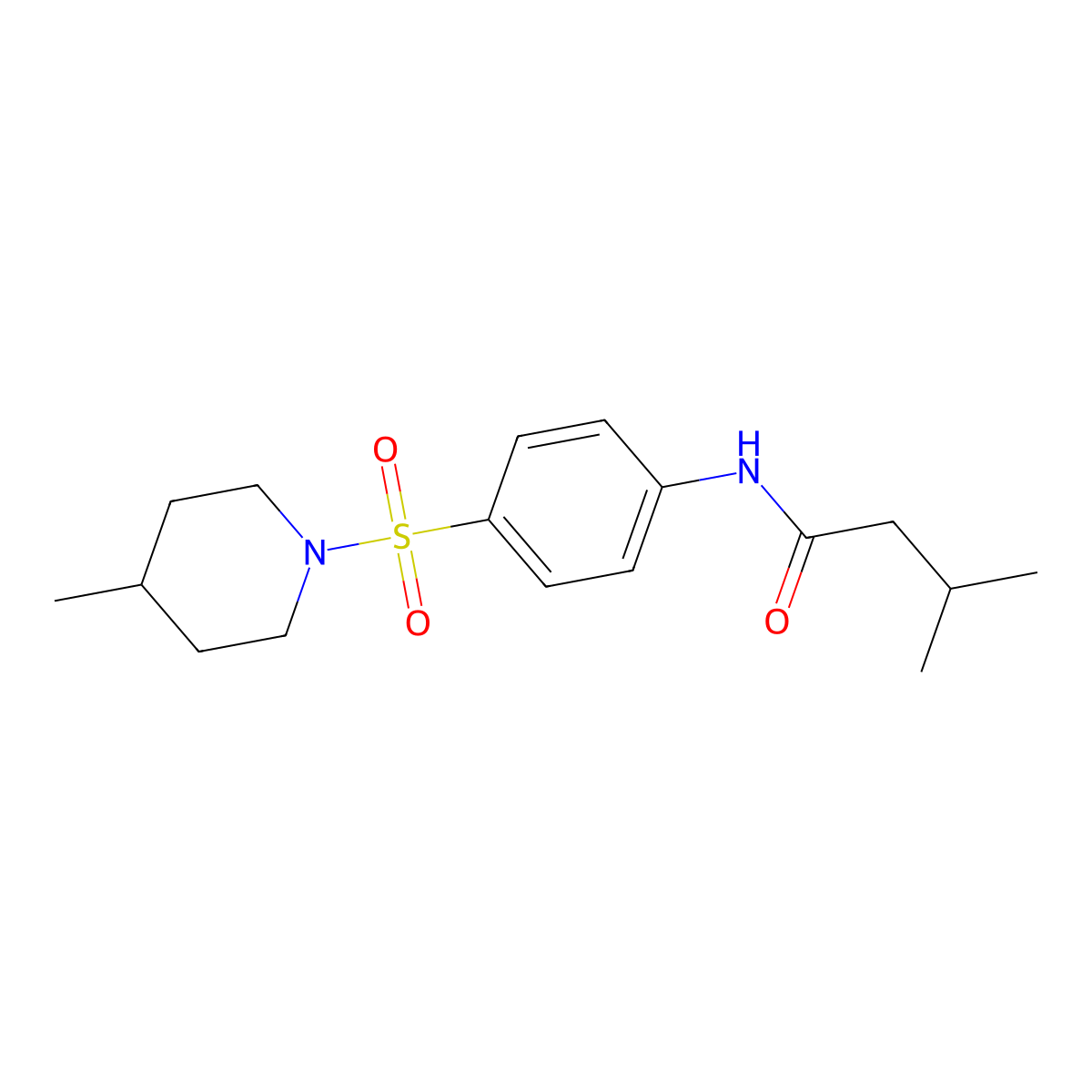 3-methyl-N-{4-[(4-methylpiperidin-1-yl)sulfonyl]phenyl}butanamide molecular structure, CAS 510763-46-9