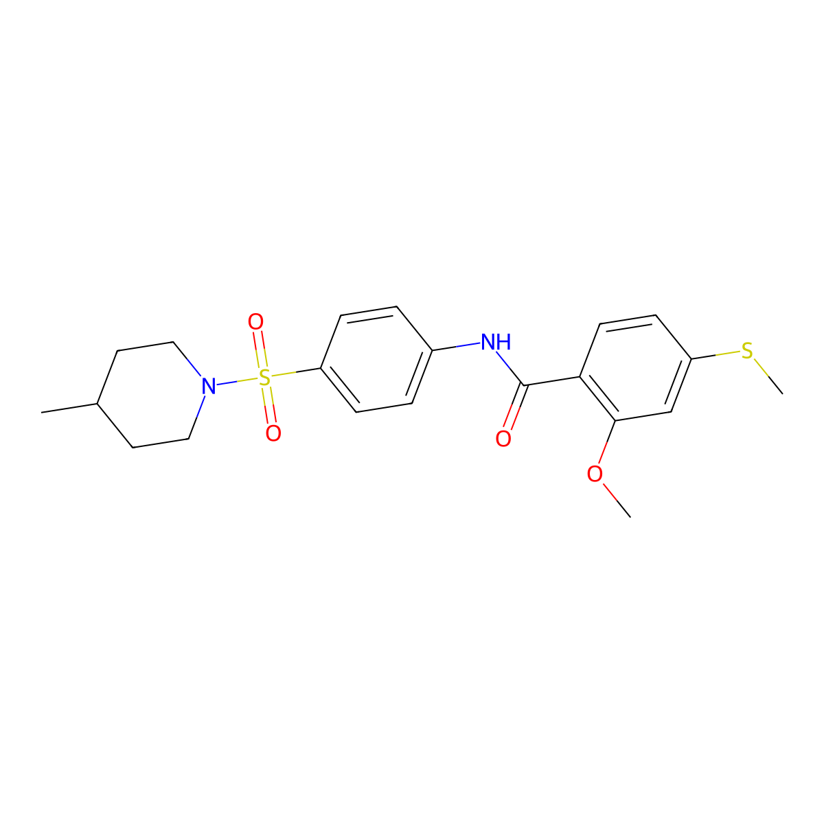 2-methoxy-N-[4-(4-methylpiperidin-1-yl)sulfonylphenyl]-4-methylsulfanylbenzamide molecular structure, CAS 510763-51-6