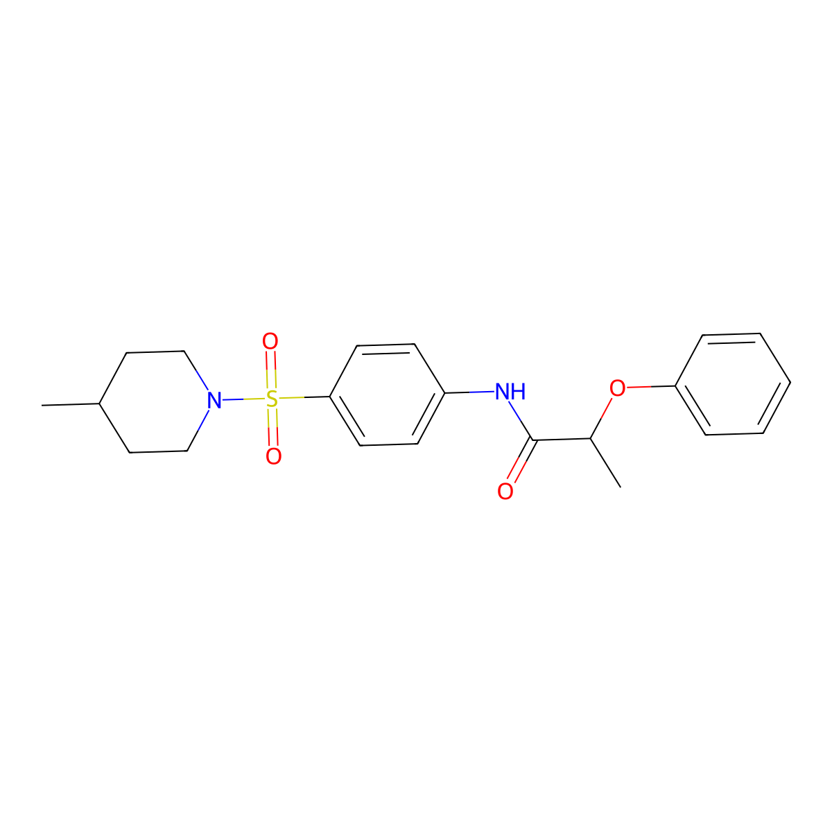 N-{4-[(4-methylpiperidin-1-yl)sulfonyl]phenyl}-2-phenoxypropanamide molecular structure, CAS 510763-61-8