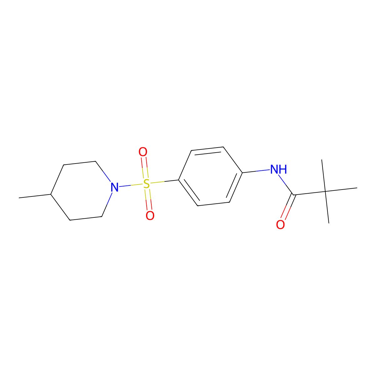 2,2-dimethyl-N-{4-[(4-methyl-1-piperidinyl)sulfonyl]phenyl}propanamide molecular structure, CAS 510763-74-3