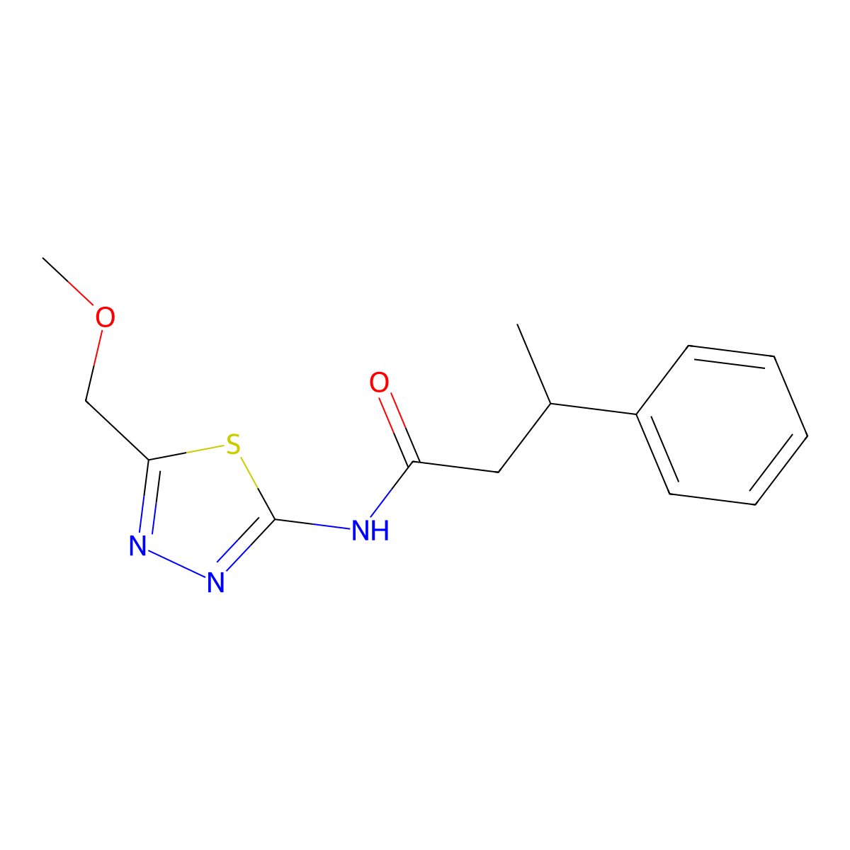 N-[5-(methoxymethyl)-1,3,4-thiadiazol-2-yl]-3-phenylbutanamide molecular structure, CAS 510763-80-1