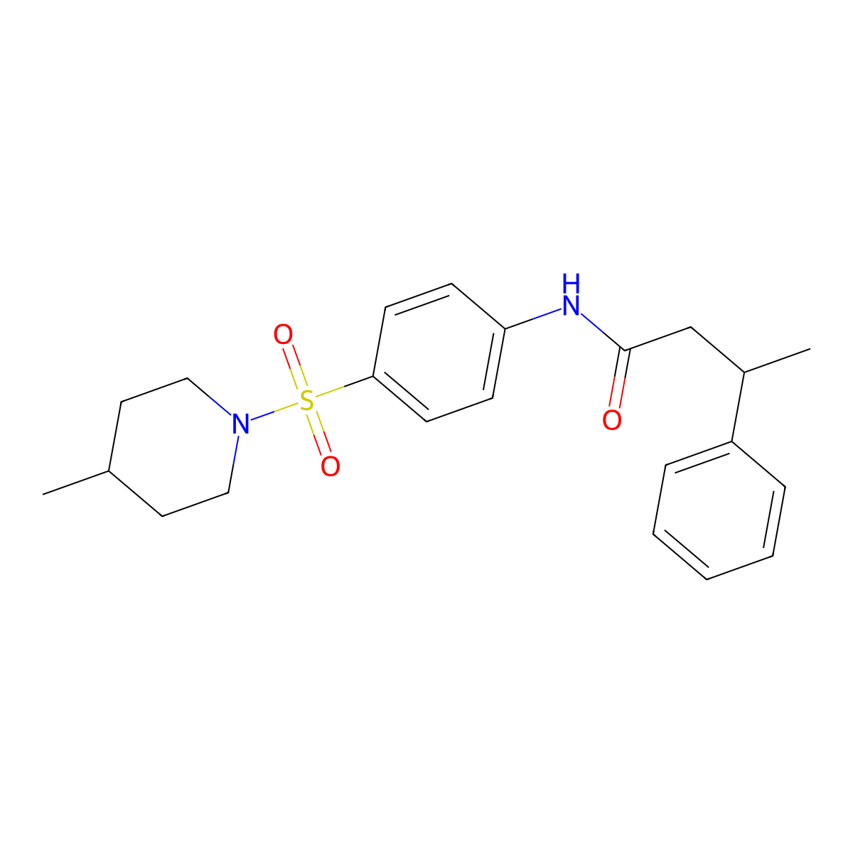 N-[4-(4-methylpiperidin-1-yl)sulfonylphenyl]-3-phenylbutanamide molecular structure, CAS 510763-81-2
