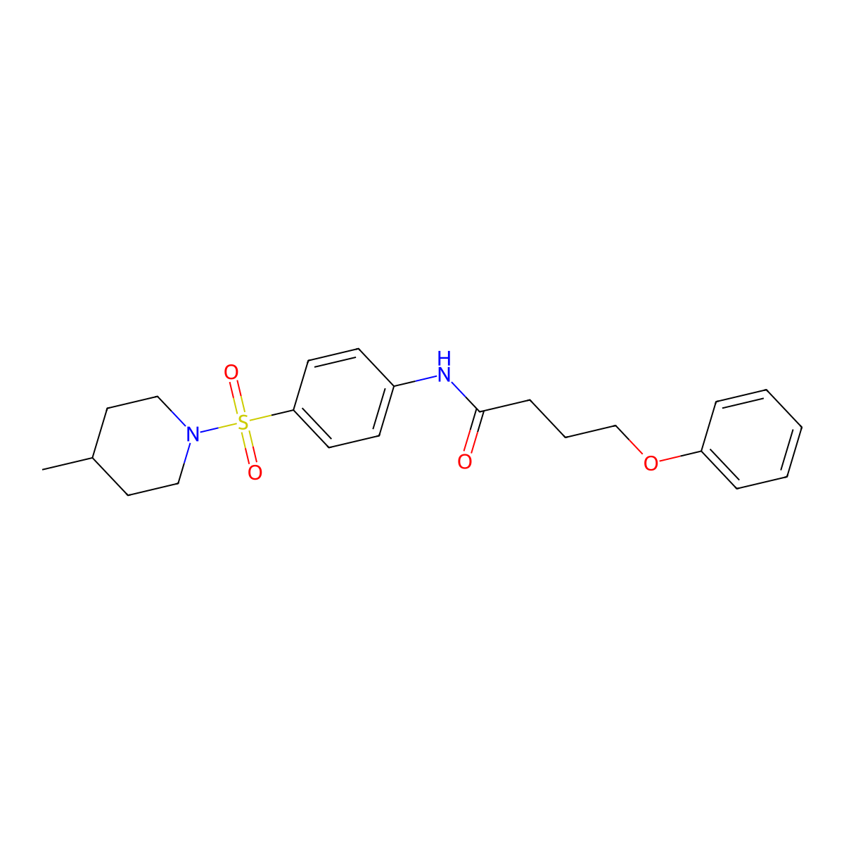 N-{4-[(4-methylpiperidin-1-yl)sulfonyl]phenyl}-4-phenoxybutanamide molecular structure, CAS 510763-83-4
