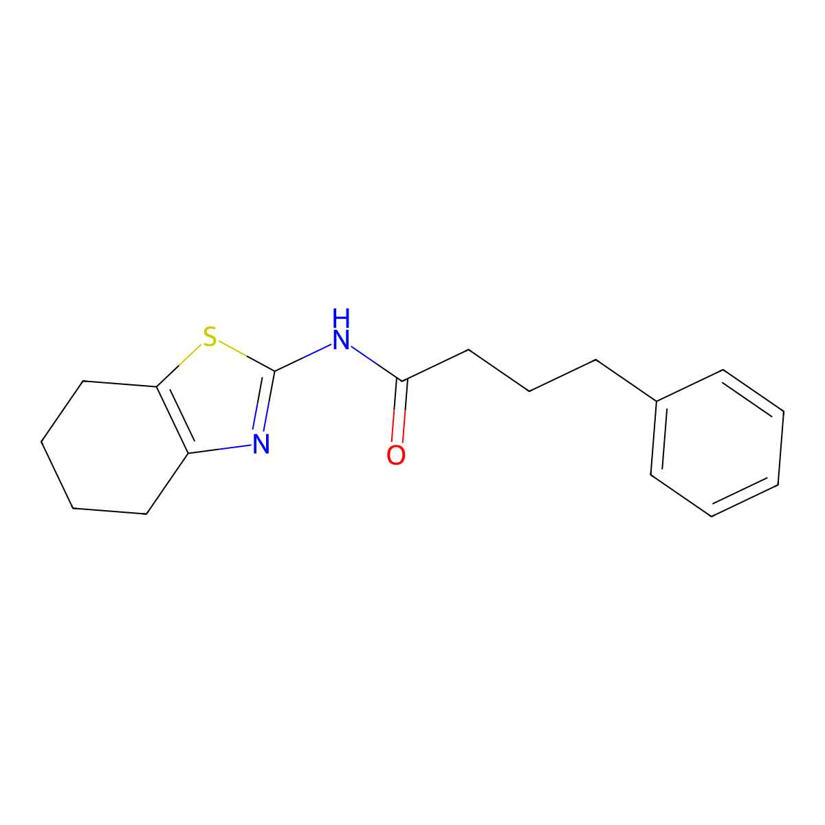 4-phenyl-N-(4,5,6,7-tetrahydro-1,3-benzothiazol-2-yl)butanamide molecular structure, CAS 510763-86-7