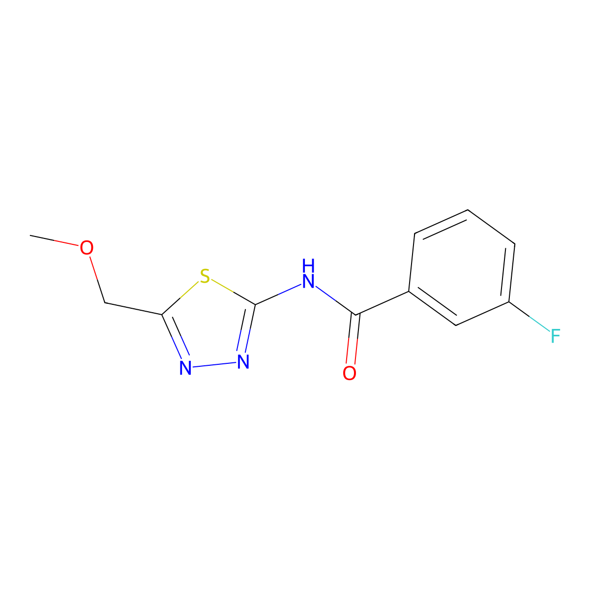 3-fluoro-N-[5-(methoxymethyl)-1,3,4-thiadiazol-2-yl]benzamide molecular structure, CAS 510763-90-3