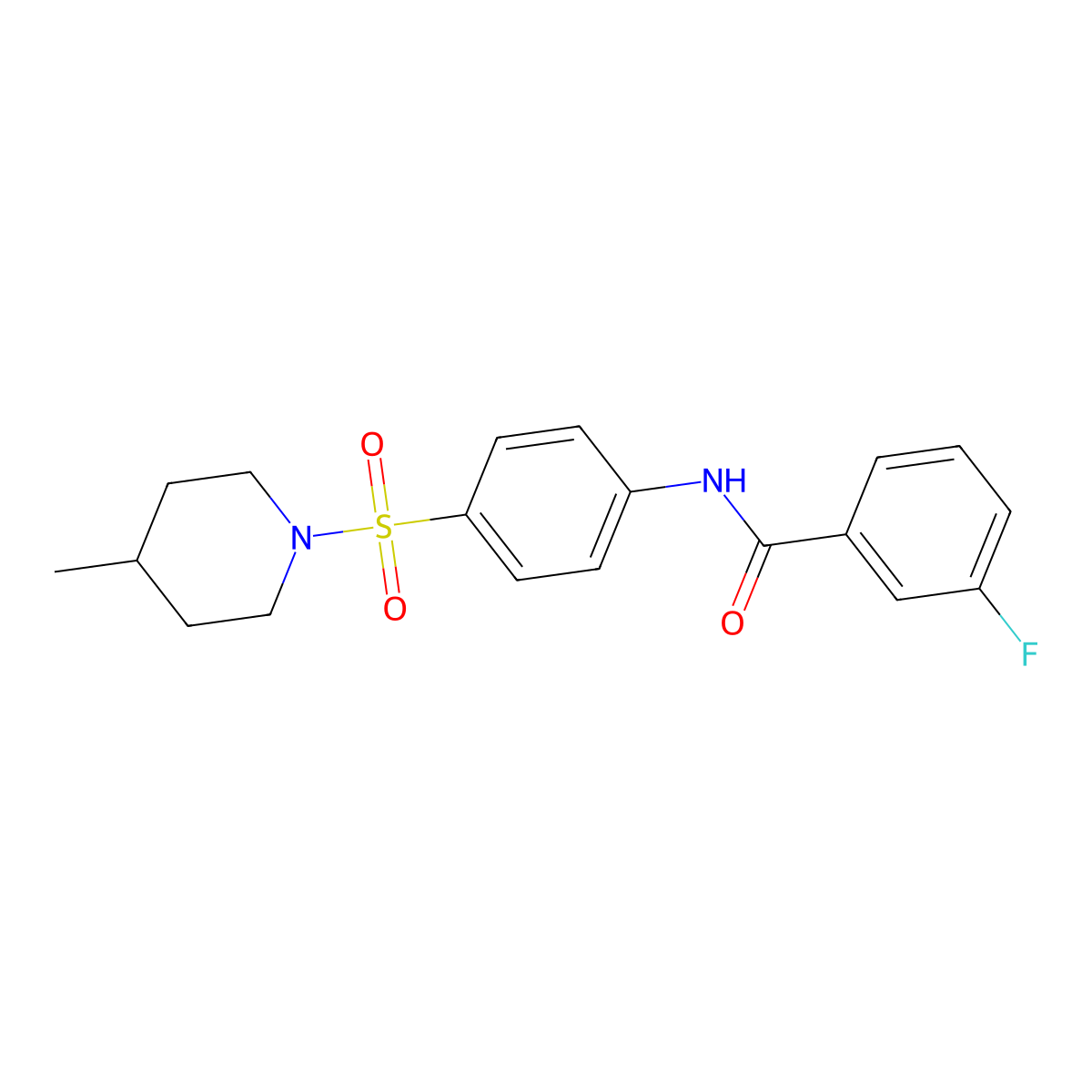 3-fluoro-N-[4-(4-methylpiperidin-1-yl)sulfonylphenyl]benzamide molecular structure, CAS 510763-91-4