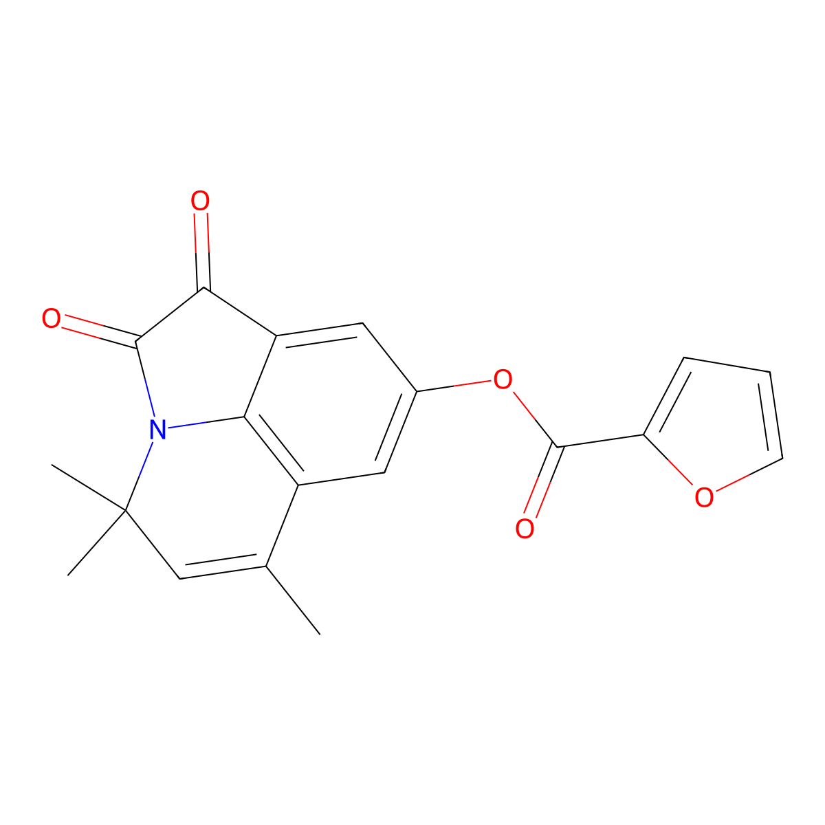 4,4,6-trimethyl-1,2-dioxo-2,4-dihydro-1H-pyrrolo[3,2,1-ij]quinolin-8-yl furan-2-carboxylate molecular structure, CAS 510763-94-7
