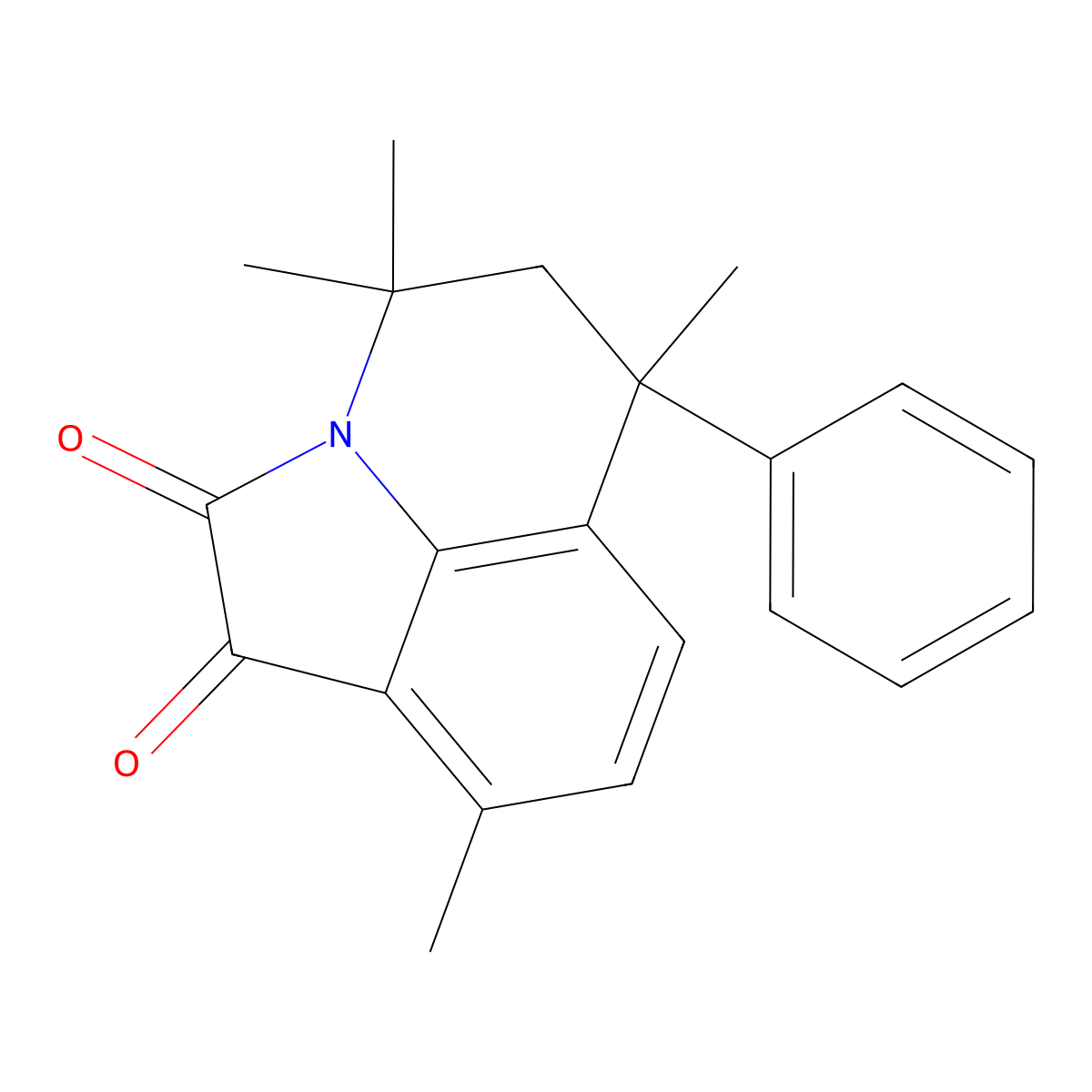 4,4,6,9-tetramethyl-6-phenyl-5,6-dihydro-4H-pyrrolo[3,2,1-ij]quinoline-1,2-dione molecular structure, CAS 510763-97-0