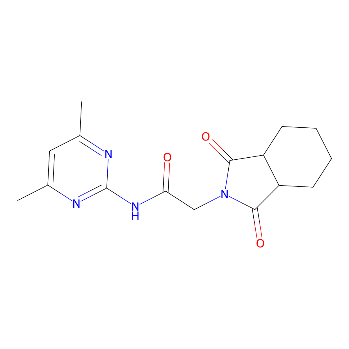 N-(4,6-dimethylpyrimidin-2-yl)-2-(1,3-dioxooctahydro-2H-isoindol-2-yl)acetamide molecular structure, CAS 510763-98-1