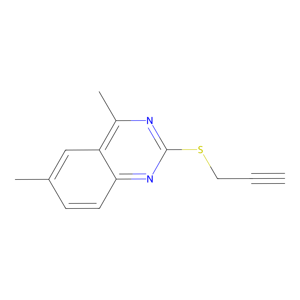 4,6-Dimethyl-2-prop-2-ynylsulfanylquinazoline molecular structure, CAS 510764-15-5